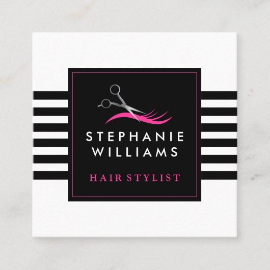 Sjabloon voor bedrijfskaarten voor haarsalon vierkante visitekaartje (Voorkant)