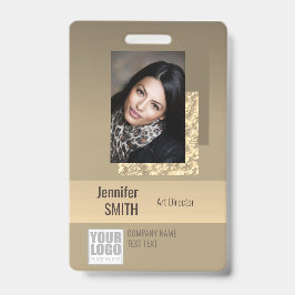 Sjabloon voor beige crèmekleurige gouden ombre-log badge