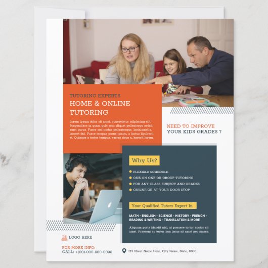 Sjabloon voor bijles in flyers (Voorkant)