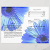 Sjabloon voor blauwe bloemen rouwkaart (Achterkant)