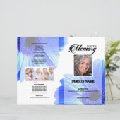 Sjabloon voor blauwe bloemen rouwkaart (Staand voorkant)