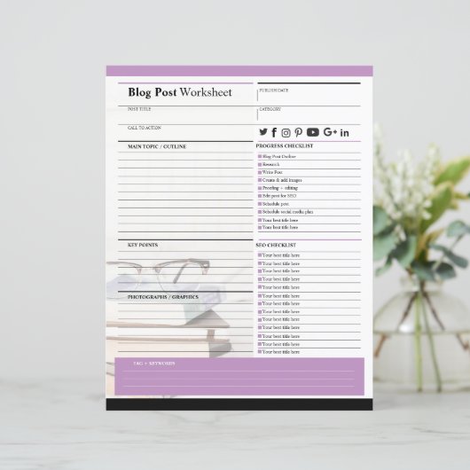Sjabloon voor blogberichtenplanner (Staand voorkant)