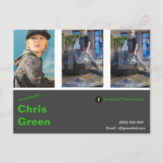 Sjabloon voor Briefkaart van postkop Actor-Model (Voorkant)