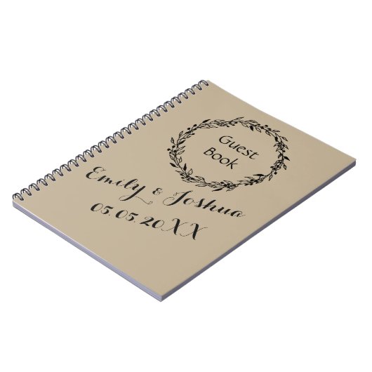 Sjabloon voor bruiloft Guest Book Kraft Rustic Notitieboek (Linkerzijde)