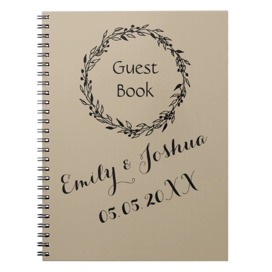 Sjabloon voor bruiloft Guest Book Kraft Rustic Notitieboek (Voorkant)