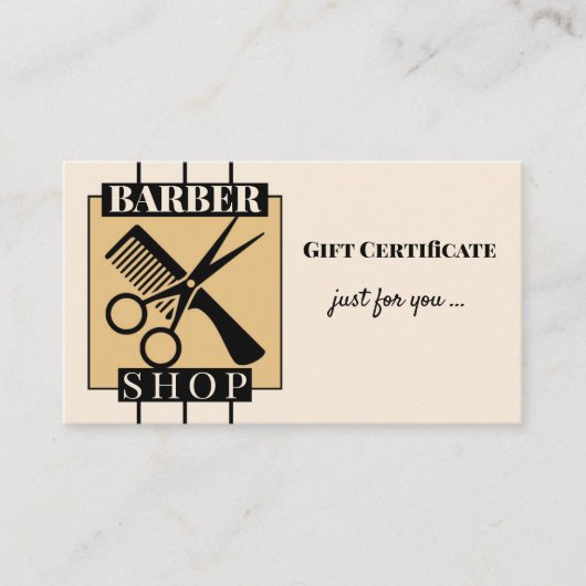 Sjabloon voor cadeaubonnen voor Barber-winkel Kortingskaartje (Voorkant)