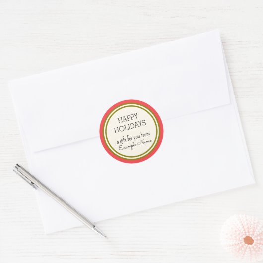 Sjabloon voor cadeaukaart vakantie ronde sticker (Envelop)