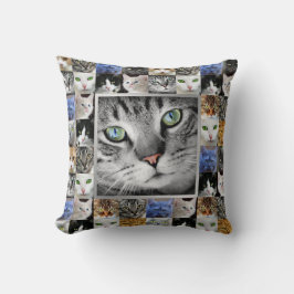 Sjabloon voor Cat Faces-collagefoto Kussen