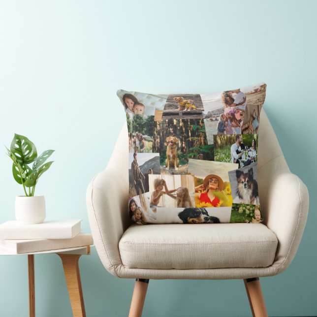Sjabloon voor collage van 15 willekeurig overlappe kussen (Stoel)