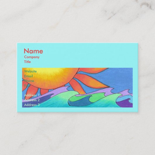 Sjabloon voor Colorful Ocean Business Card Visitekaartje (Voorkant)