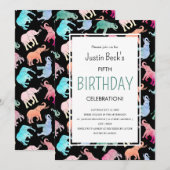 Sjabloon voor Cute Colorful Waterverf Elephant Kaart (Voorkant / Achterkant)