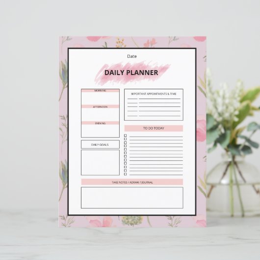 Sjabloon voor dagelijkse planner (Staand voorkant)