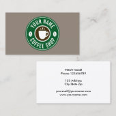 Sjabloon voor de koffiehuiswinkel visitekaartje (Voorkant / Achterkant)