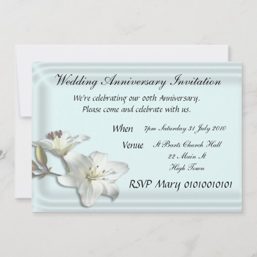 Sjabloon voor de uitnodiging tot het Jubileum van (Achterkant)