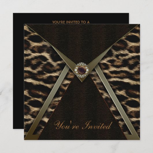 Sjabloon voor de uitnodiging van de Leopard Party (Voorkant / Achterkant)