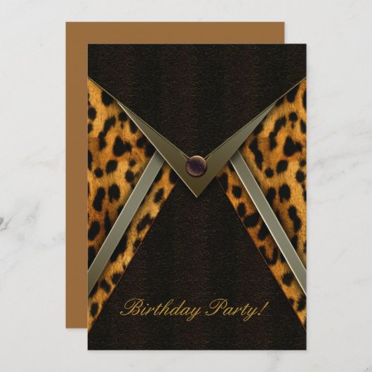 Sjabloon voor de uitnodiging van de Leopard Party (Voorkant / Achterkant)