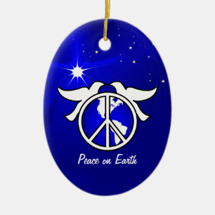 Sjabloon voor de vrede op aarde met Kerstmis Keramisch Ornament