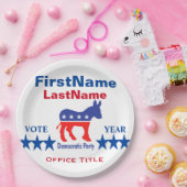 Sjabloon voor democratische aangepaste campagne papieren bordje (Feest)