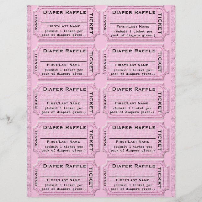 Sjabloon voor diaper Raffle Ticket (Voorkant)