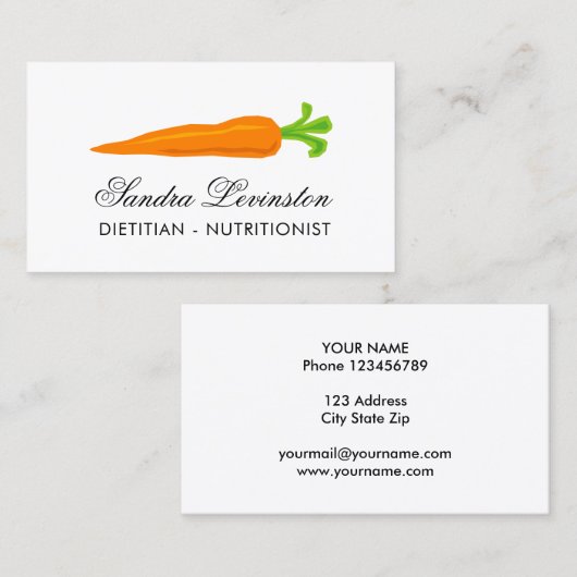 Sjabloon voor diëtititititische voedingsdeskundige visitekaartje (Voorkant / Achterkant)