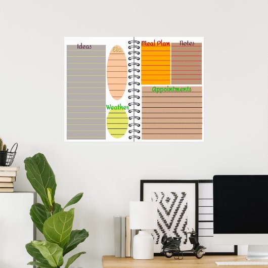 Sjabloon voor digitale planner poster (Thuiskantoor)