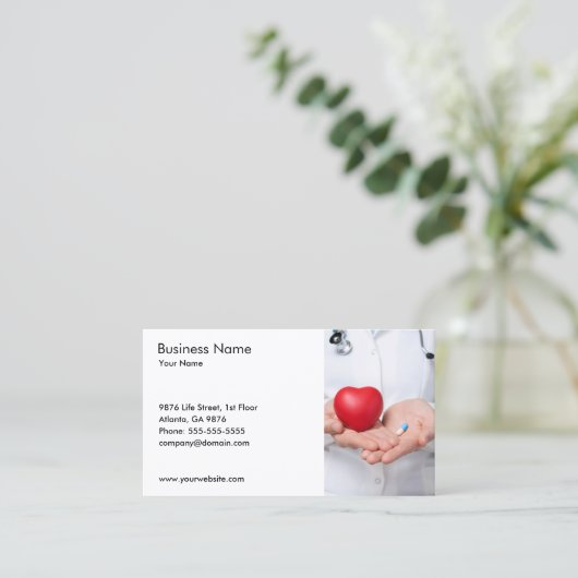 Sjabloon voor dokter- en hartkaart visitekaartje (Staand voorkant)