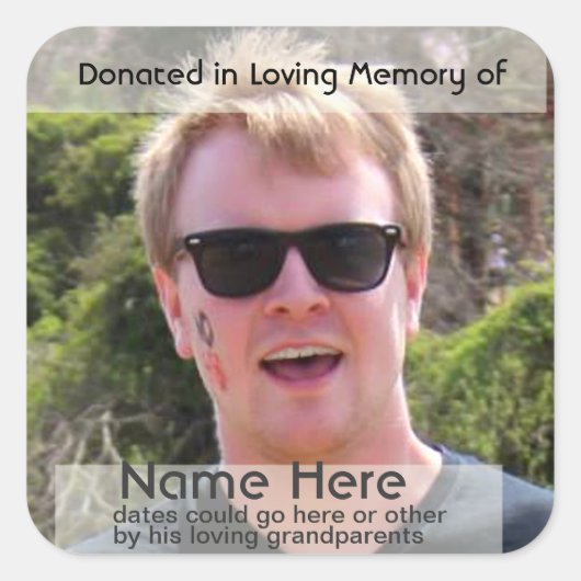 Sjabloon voor Donatie Bookplate Vierkante Sticker (Voorkant)