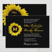 Sjabloon voor donkergeel en zwart zonnebloem kaart (Voorkant / Achterkant)