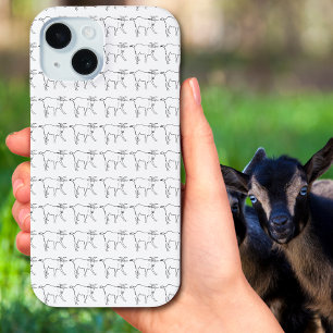 Sjabloon voor eenvoudige tekening van geit Zwart e iPhone 15 Case