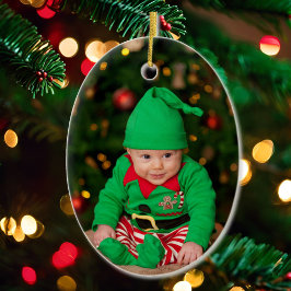 Sjabloon voor eerste kerstfoto baby: jaar Ce Keramisch Ornament