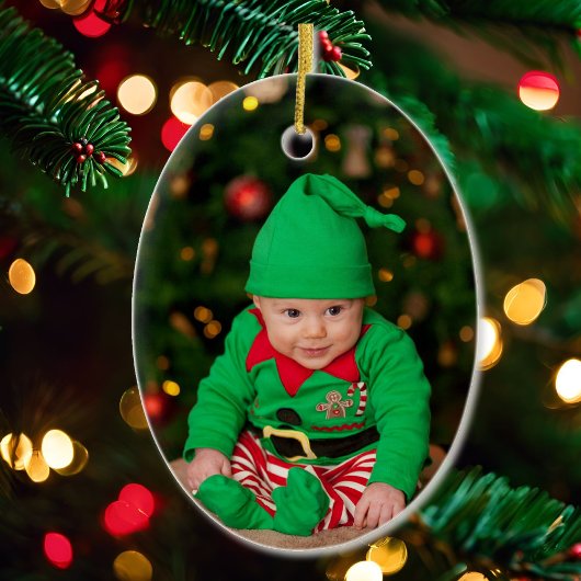 Sjabloon voor eerste kerstfoto baby: jaar Ce Keramisch Ornament