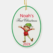 Sjabloon voor eerste kerstfoto baby: jaar Ce Keramisch Ornament (Achterkant)