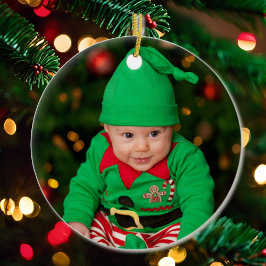 Sjabloon voor eerste kerstfoto baby: jaar keramisch ornament