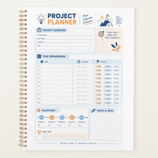 Sjabloon voor esthetische projectplanner planner (Voorkant)