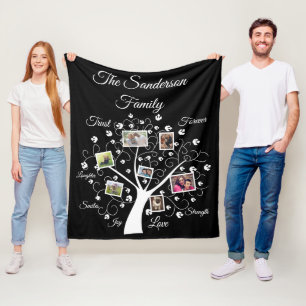 Sjabloon voor familieboomfotocollage fleece deken