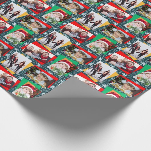 Sjabloon voor familiefotokerstpapier Snowflake Cadeaupapier (Hoek)