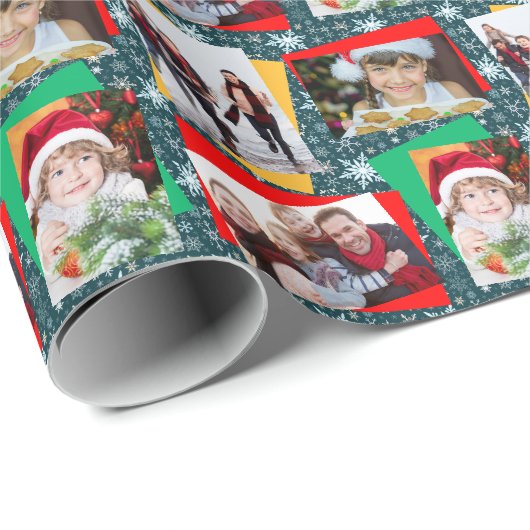 Sjabloon voor familiefotokerstpapier Snowflake Cadeaupapier (Rol Hoek)