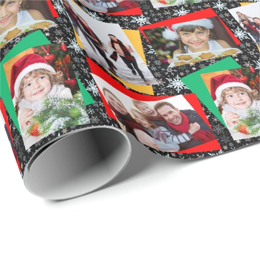 Sjabloon voor familiefotokerstpapier Snowflake Cadeaupapier (Rol Hoek)