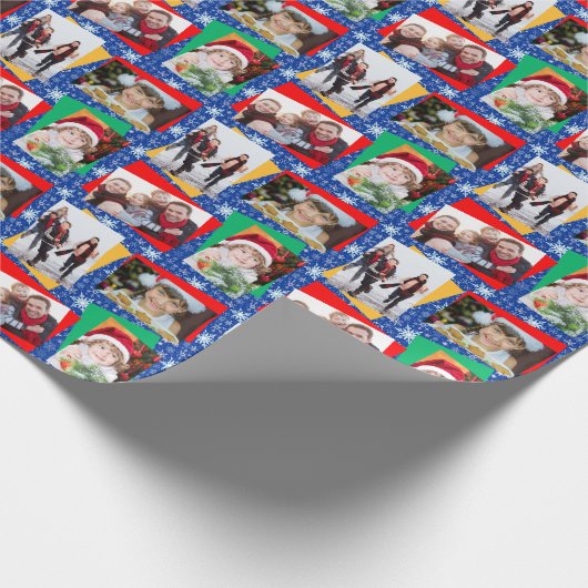 Sjabloon voor familiefotokerstpapier Snowflake Cadeaupapier (Hoek)