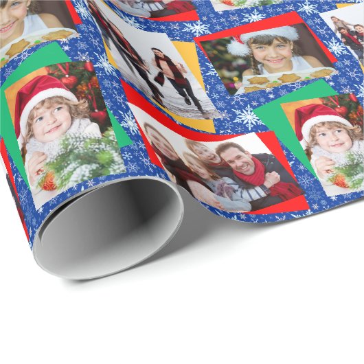 Sjabloon voor familiefotokerstpapier Snowflake Cadeaupapier (Rol Hoek)