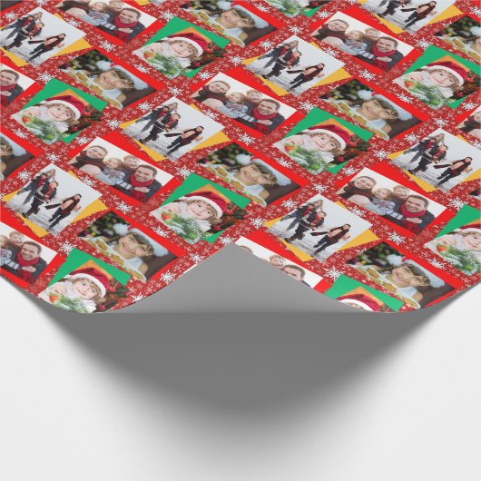 Sjabloon voor familiefotokerstpapier Snowflake Cadeaupapier (Hoek)