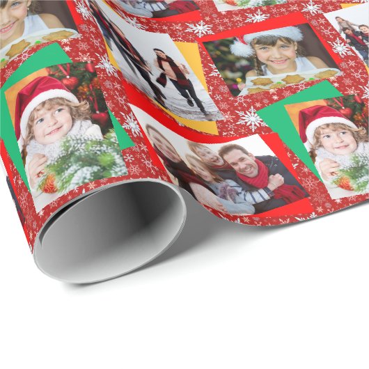 Sjabloon voor familiefotokerstpapier Snowflake Cadeaupapier (Rol Hoek)