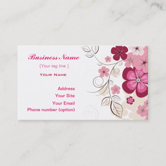 Sjabloon voor Floral Business Card Visitekaartje (Voorkant)