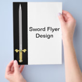 Sjabloon voor flyer met middeleeuwse zwaard met ju (Hand)