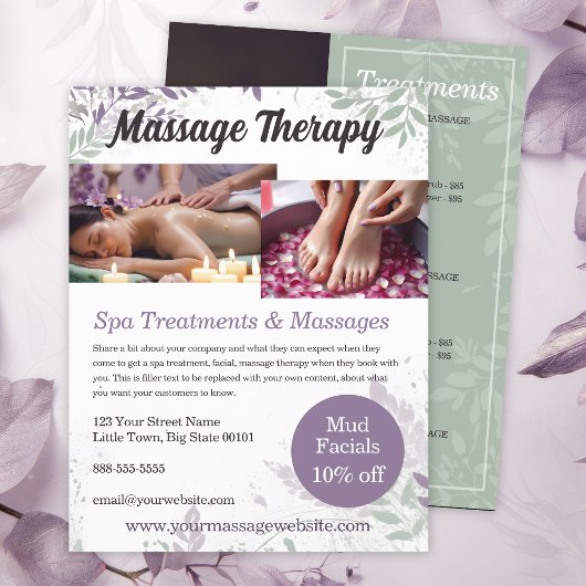 Sjabloon voor flyer voor massage therapie diensten