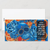 Sjabloon voor foto met blauwe en oranje schedels (Voorkant / Achterkant)