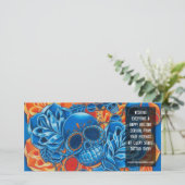 Sjabloon voor foto met blauwe en oranje schedels (Staand voorkant)