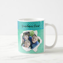 Sjabloon voor foto met gat in papier, blauwgroen