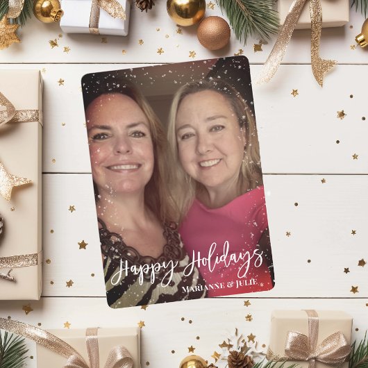 Sjabloon voor foto van kerstgroet met sneeuwframe