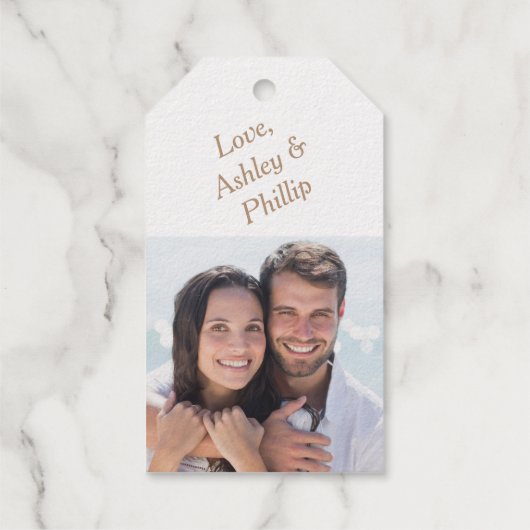 Sjabloon voor foto's van één Roos Weddenschap Beda Cadeaulabels (Achterkant)